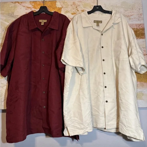 Caribbean Joe Men's Burgundy and Cream Shirt Jackets - Picture 1 of 9